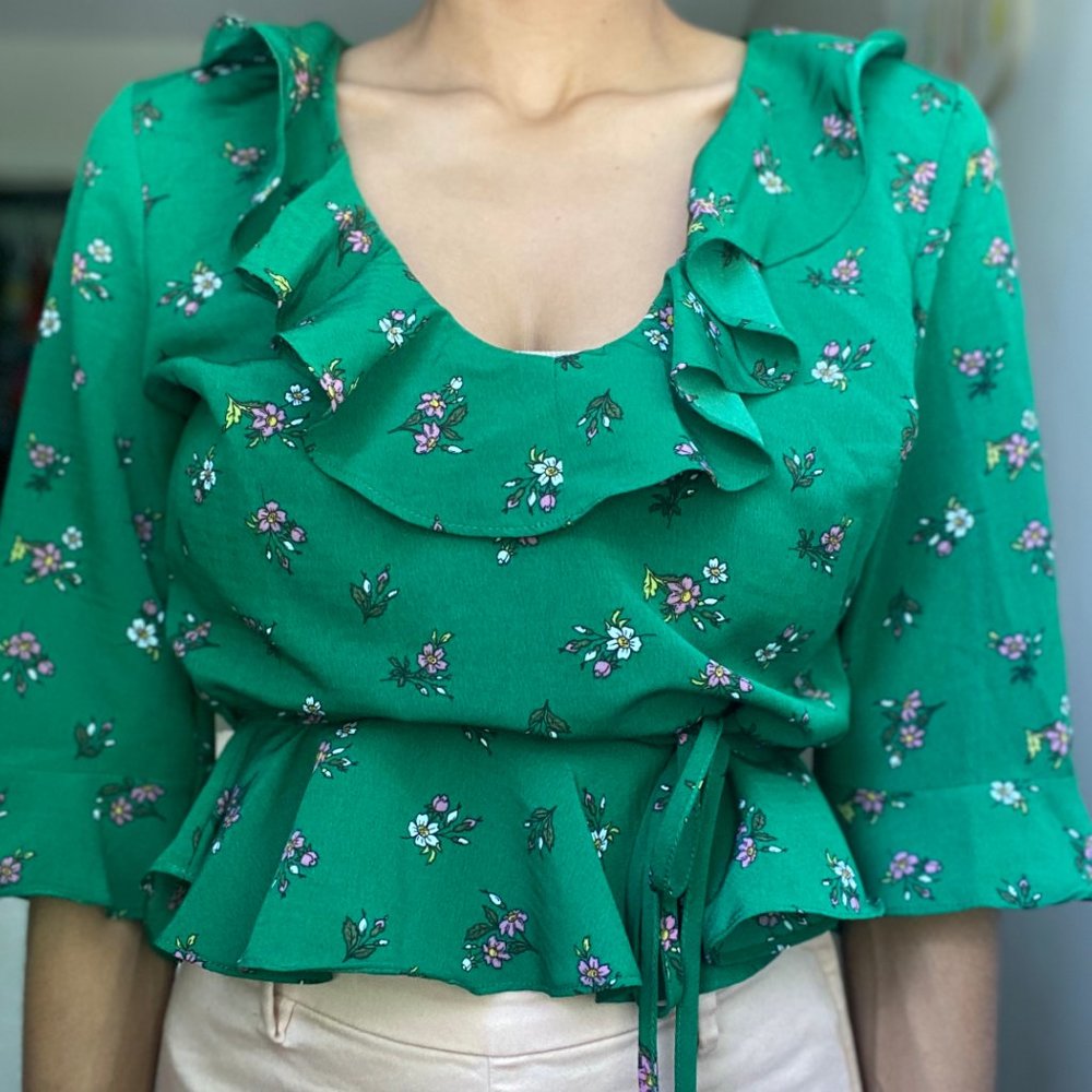 Green Tiny Flower Blouse